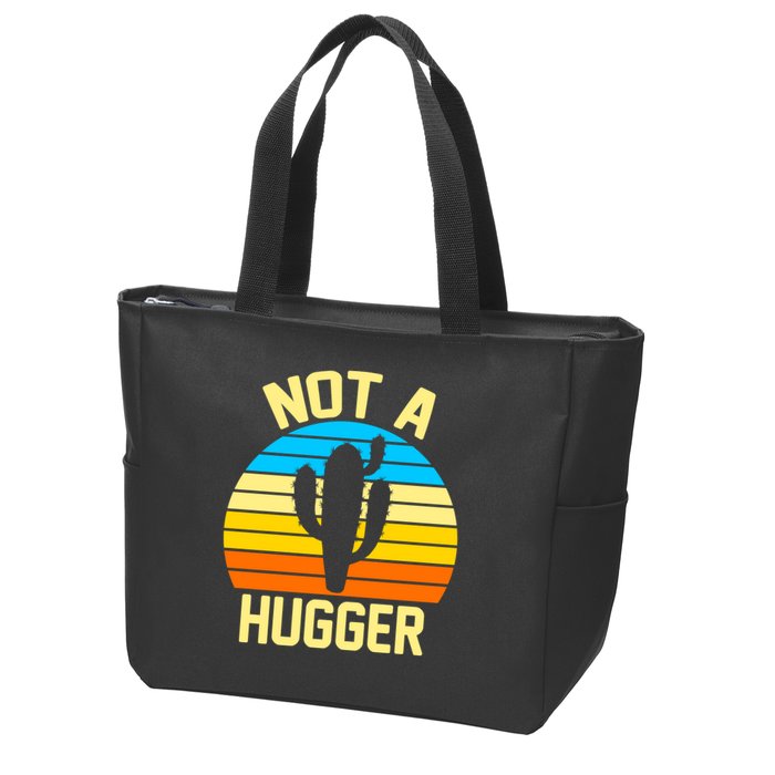 Retro Not A Hugger Funny Zip Tote Bag