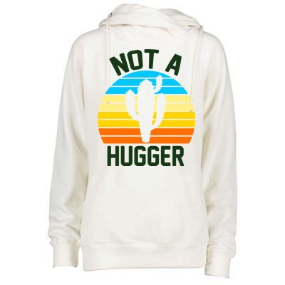 Retro Not A Hugger Funny Womens Funnel Neck Pullover Hood