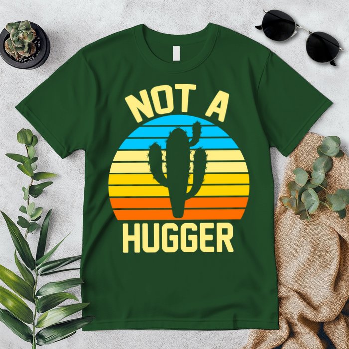 Retro Not A Hugger Funny Premium T-Shirt