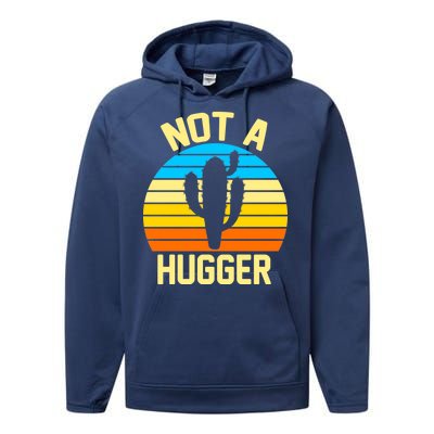 Retro Not A Hugger Funny Performance Fleece Hoodie