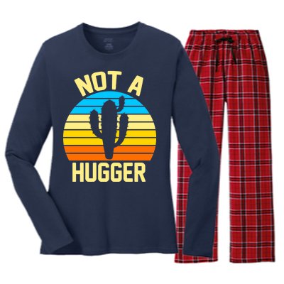 Retro Not A Hugger Funny Women's Long Sleeve Flannel Pajama Set 