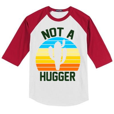 Retro Not A Hugger Funny Kids Colorblock Raglan Jersey