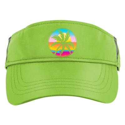 Retro Ocean Sun Palm Tree Emblem Adult Drive Performance Visor