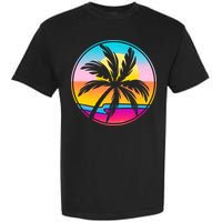Retro Ocean Sun Palm Tree Emblem Garment-Dyed Heavyweight T-Shirt