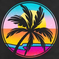 Retro Ocean Sun Palm Tree Emblem Garment-Dyed Heavyweight T-Shirt