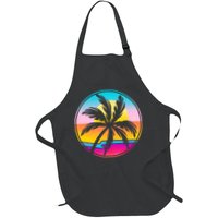 Retro Ocean Sun Palm Tree Emblem Apron