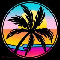Retro Ocean Sun Palm Tree Emblem T-Shirt