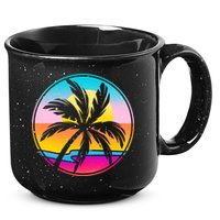 Retro Ocean Sun Palm Tree Emblem 15oz Campfire Ceramic Mug