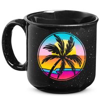 Retro Ocean Sun Palm Tree Emblem 15oz Campfire Ceramic Mug