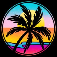 Retro Ocean Sun Palm Tree Emblem 16 in Basic Backpack
