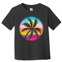Retro Ocean Sun Palm Tree Emblem Toddler T-Shirt