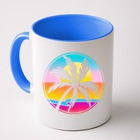 Retro Ocean Sun Palm Tree Emblem Mug