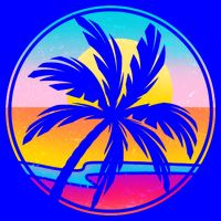 Retro Ocean Sun Palm Tree Emblem Mug