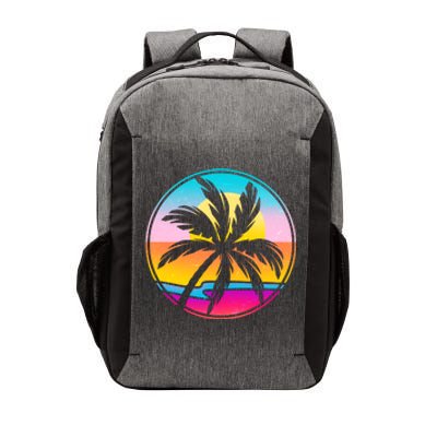 Retro Ocean Sun Palm Tree Emblem Vector Backpack