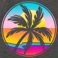 Retro Ocean Sun Palm Tree Emblem Vector Backpack