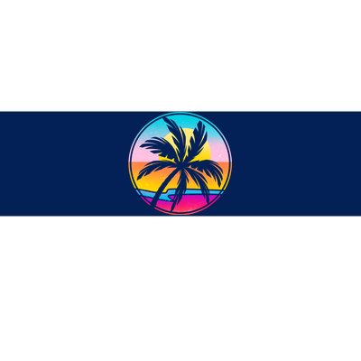 Retro Ocean Sun Palm Tree Emblem Bumper Sticker