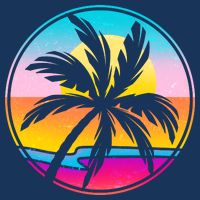 Retro Ocean Sun Palm Tree Emblem Infant Baby Jersey Bodysuit