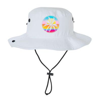 Retro Ocean Sun Palm Tree Emblem Legacy Cool Fit Booney Bucket Hat