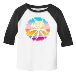 Retro Ocean Sun Palm Tree Emblem Toddler Fine Jersey T-Shirt