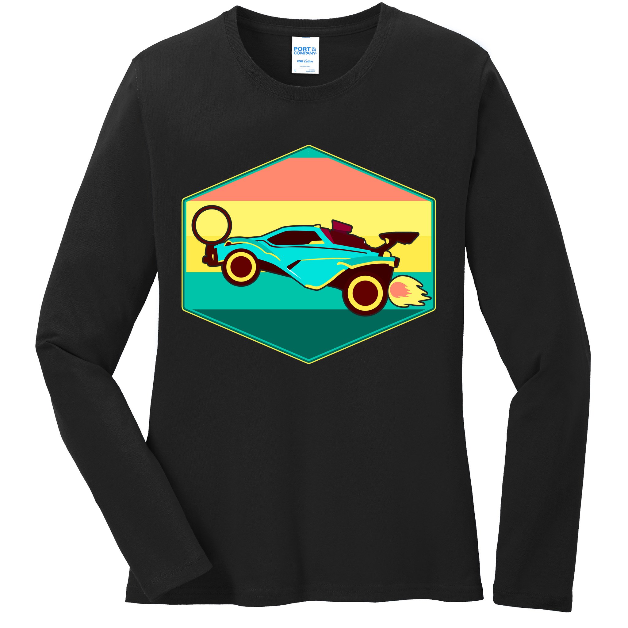 Retro Octane Rocket Soccer Vintage Ladies Long Sleeve Shirt