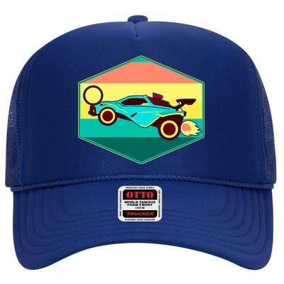 Retro Octane Rocket Soccer Vintage High Crown Mesh Back Trucker Hat