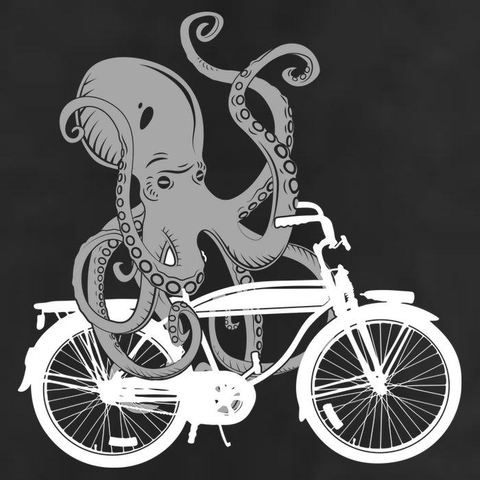 Retro Octopus Bike 7 Panel Mesh Trucker Snapback Hat