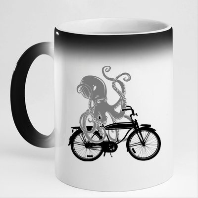 Retro Octopus Bike 11oz Black Color Changing Mug