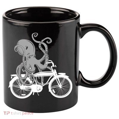 Retro Octopus Bike 11oz C Handle Ceramic Mug