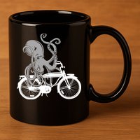 Retro Octopus Bike 11oz C Handle Ceramic Mug