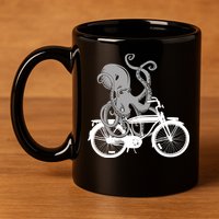 Retro Octopus Bike 11oz C Handle Ceramic Mug