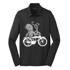 Retro Octopus Bike Silk Touch Performance Long Sleeve Polo