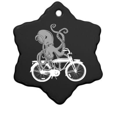 Retro Octopus Bike Ceramic Star Ornament