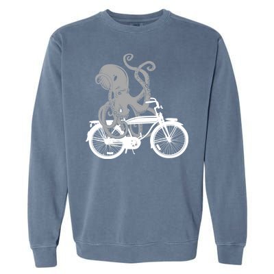 Retro Octopus Bike Garment-Dyed Sweatshirt