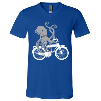Retro Octopus Bike V-Neck T-Shirt