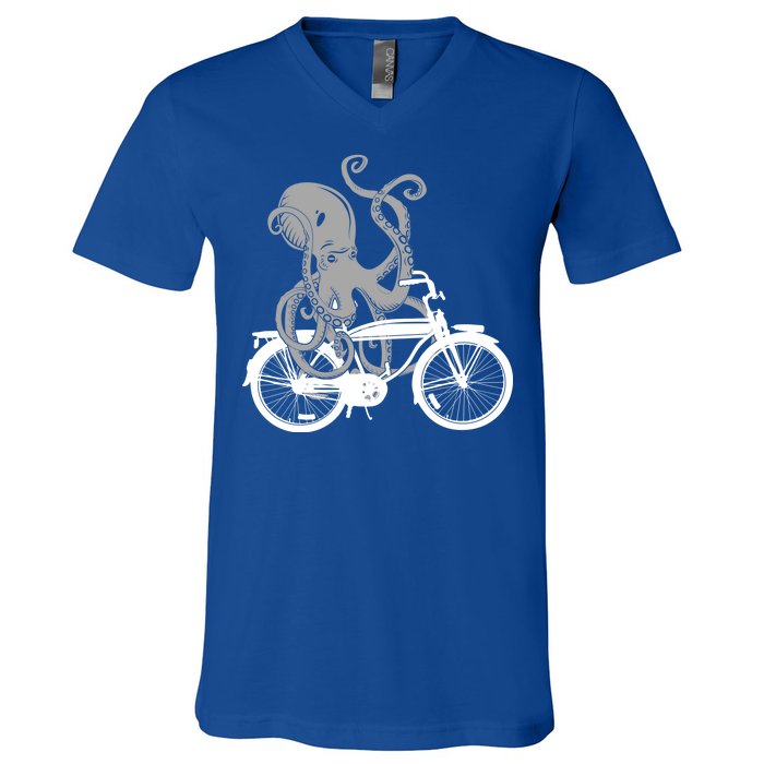 Retro Octopus Bike V-Neck T-Shirt