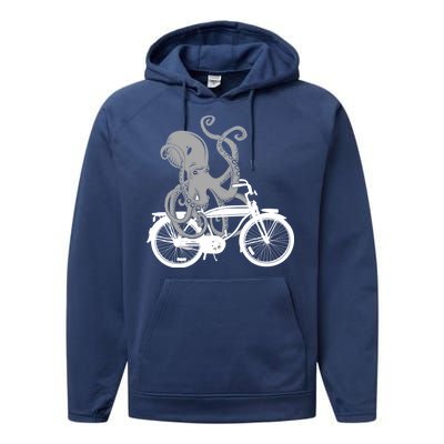 Retro Octopus Bike Performance Fleece Hoodie