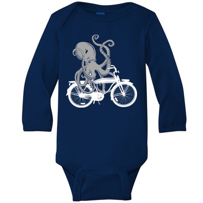 Retro Octopus Bike Baby Long Sleeve Bodysuit