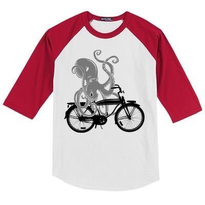 Retro Octopus Bike Kids Colorblock Raglan Jersey