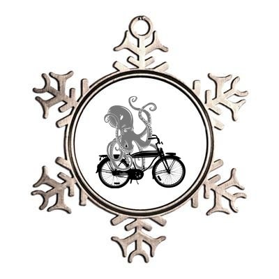 Retro Octopus Bike Metallic Star Ornament