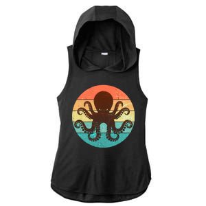 Retro Octopus Kraken  Ladies PosiCharge Tri-Blend Wicking Draft Hoodie Tank