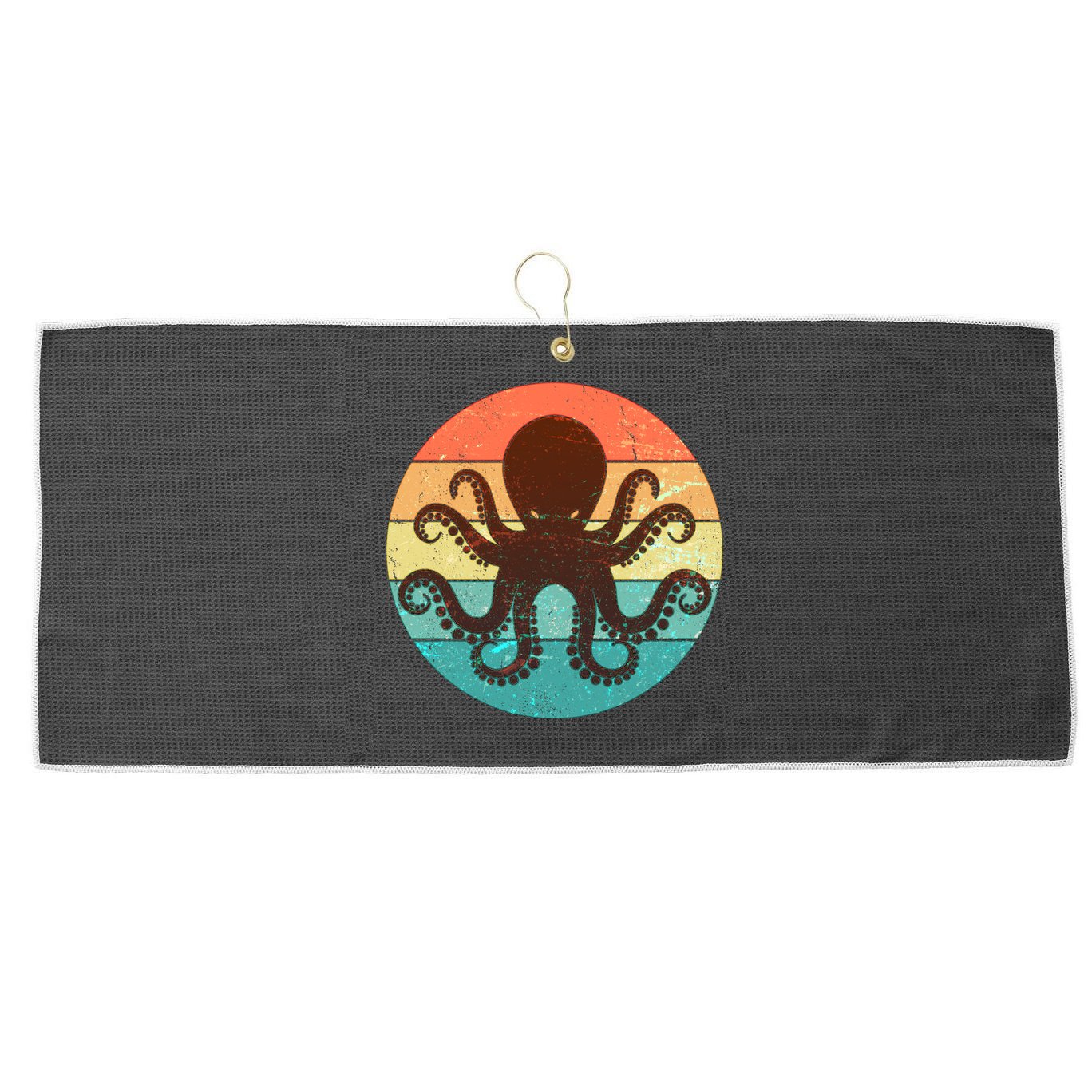 Retro Octopus Kraken  Large Microfiber Waffle Golf Towel