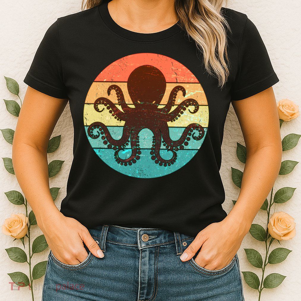Retro Octopus Kraken  Womens T-Shirt