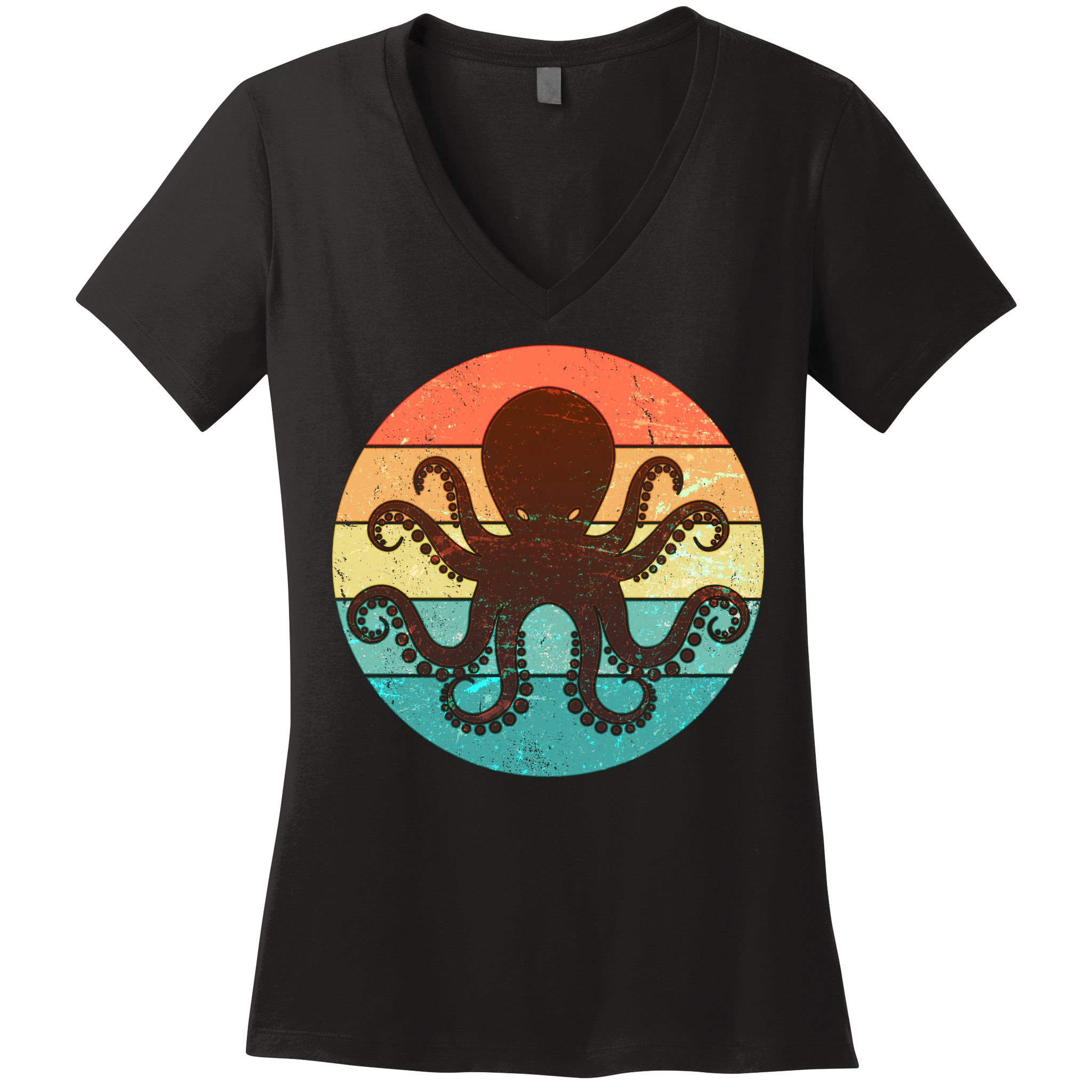 Retro Octopus Kraken  Women's V-Neck T-Shirt
