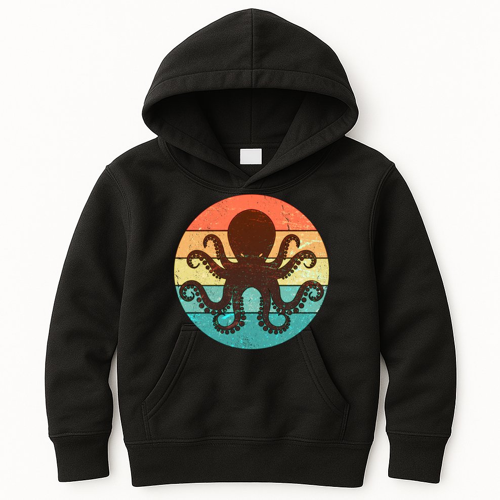 Retro Octopus Kraken  Kids Hoodie