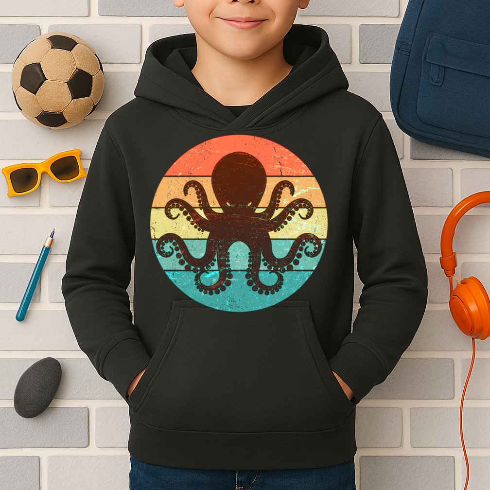 Retro Octopus Kraken  Kids Hoodie