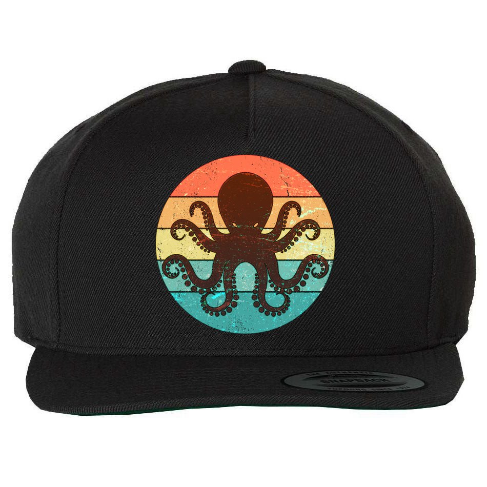 Retro Octopus Kraken  Wool Snapback Cap