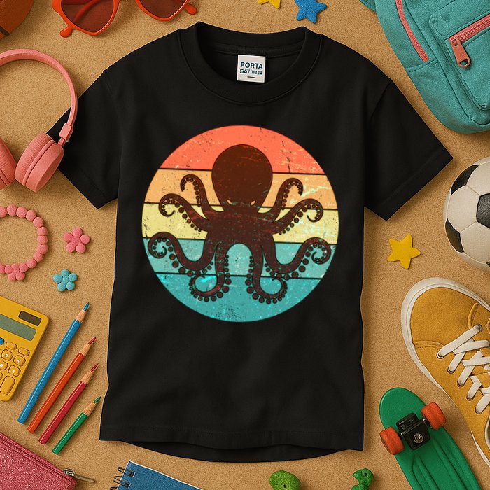 Retro Octopus Kraken  Kids T-Shirt
