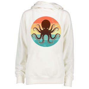 Retro Octopus Kraken  Womens Funnel Neck Pullover Hood