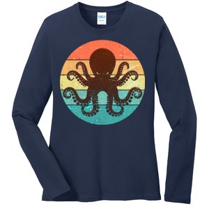 Retro Octopus Kraken  Ladies Long Sleeve Shirt