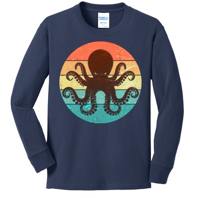 Retro Octopus Kraken  Kids Long Sleeve Shirt